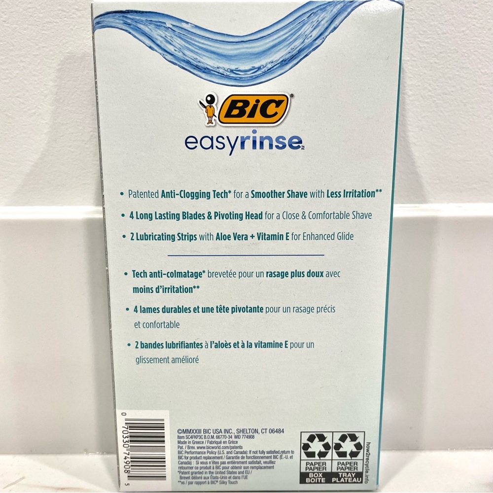 🟠5/$25 NEW Bic Easy Rinse 4 Blade Anti-Clogging Refillable Razor - Picture 2 of 2